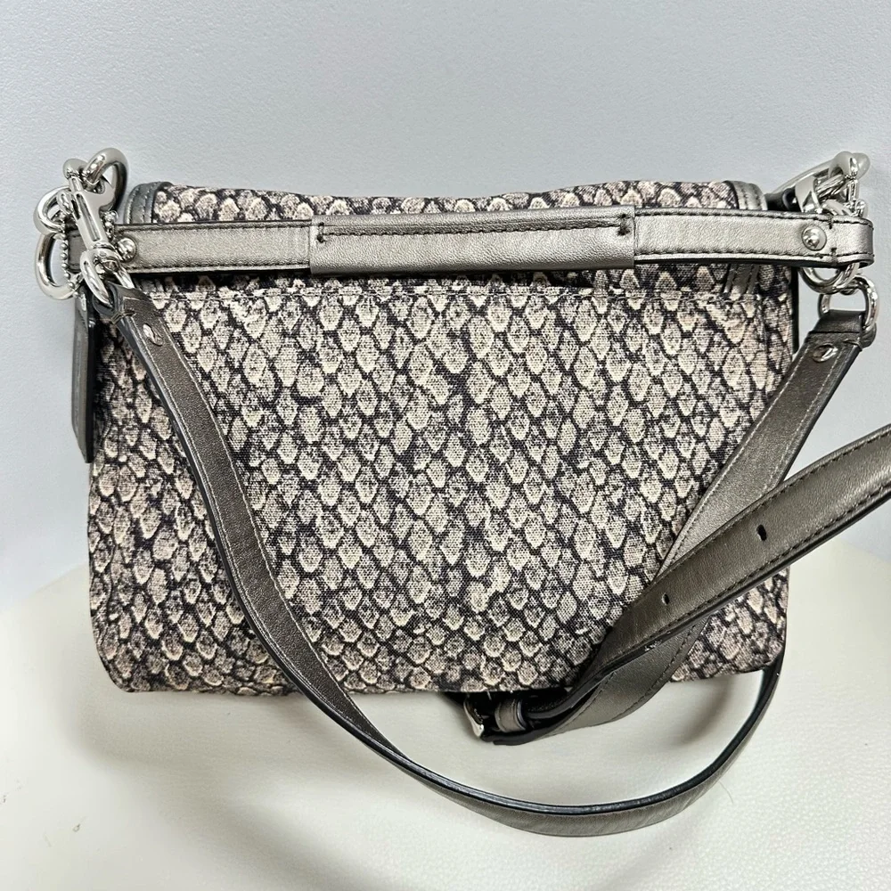 👜 Coach Snakeskin Print Flap Crossbody Bag